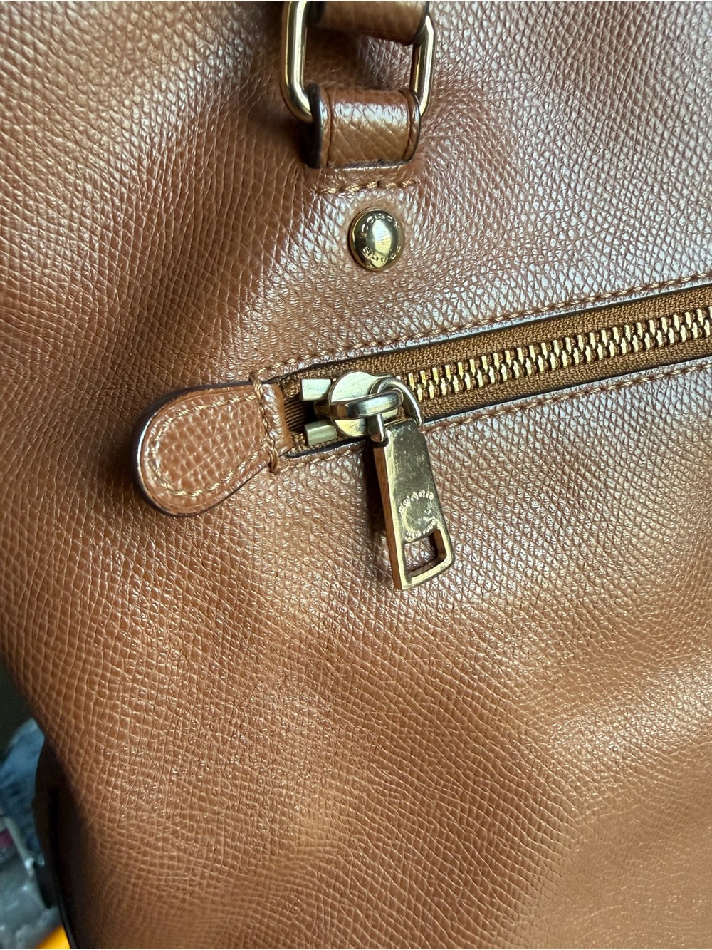 Coach Tan Pebble Leather Tote with Gold Hardware - Picture 4 of 13